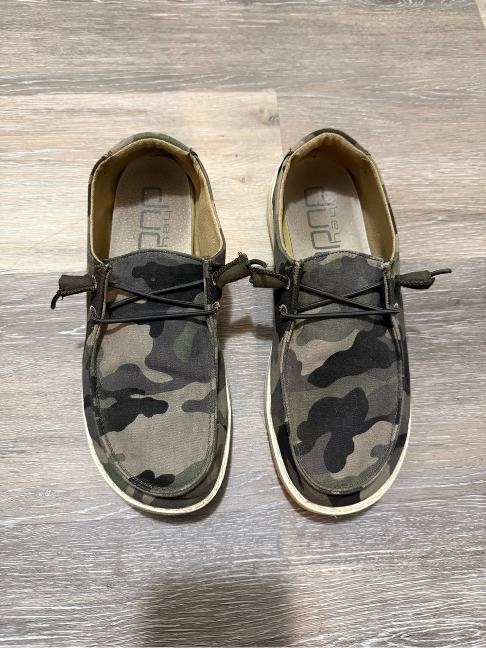 Hey Dude Women’s Camo Slip-On Boat Shoes - Olive Green & Black